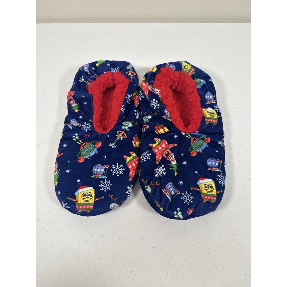 Spongebob Squarepants Fuzzy Sherpa Slipper Socks Lg Size 8-10W 6.5-8.5M Winter